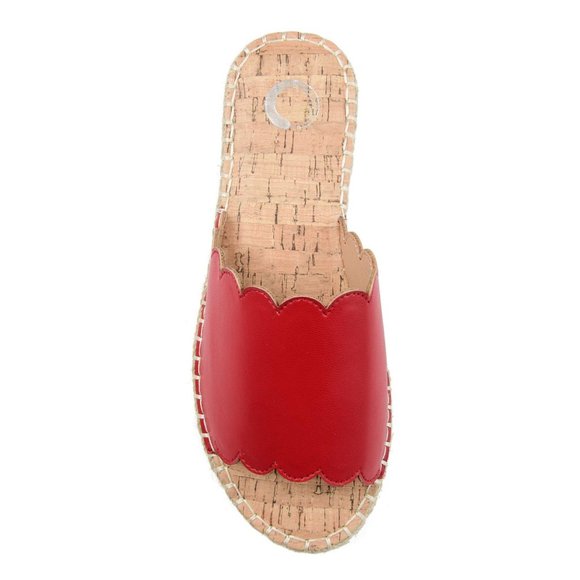 JOURNEE COLLECTION Marjan Red Scalloped Padded Espadrille Slide Sandals 8.5 EUC - Picture 4 of 13